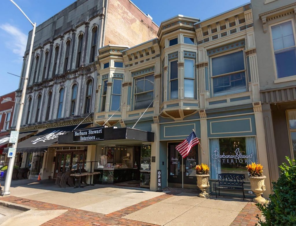 Barbara Stewart Interiors storefront on East Main Avenue, Bowling Green, Kentucky.