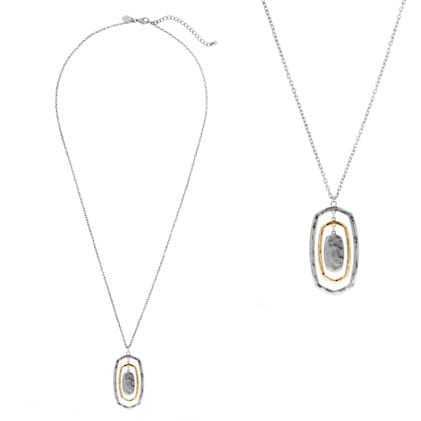 Meghan Browne Style Drew necklace — gold and silver mixed metal, bestseller.
