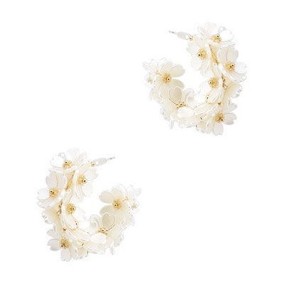 Meghan Browne Style Noel earrings — gold with flowers and pearls, bestseller.